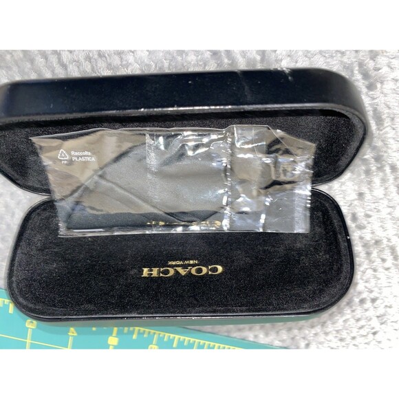 COACH Black Eyeglass Holder Clamshell Hard Case Velvet Lining with cloth - Picture 7 of 8